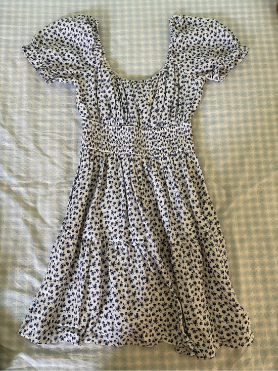 Hollister Dresses & Skirts - Hollister White Dress with Blue Floral Print